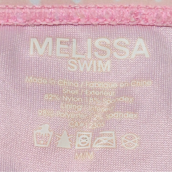 Melissa Swim Bikini Bottoms Light Pink White Polka Dots O-Ring Hips Size Medium - Picture 5 of 9